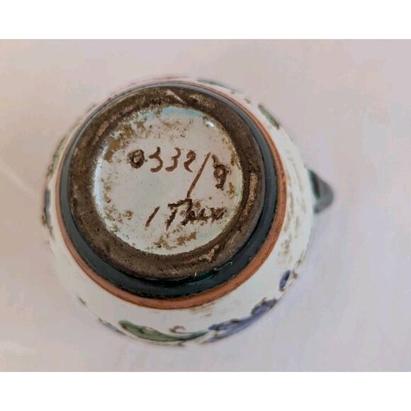 Vtg Italian Pottery Colorful Hand Painted Floral Pitcher 3.5" Signed/Numbered - Picture 5 of 8